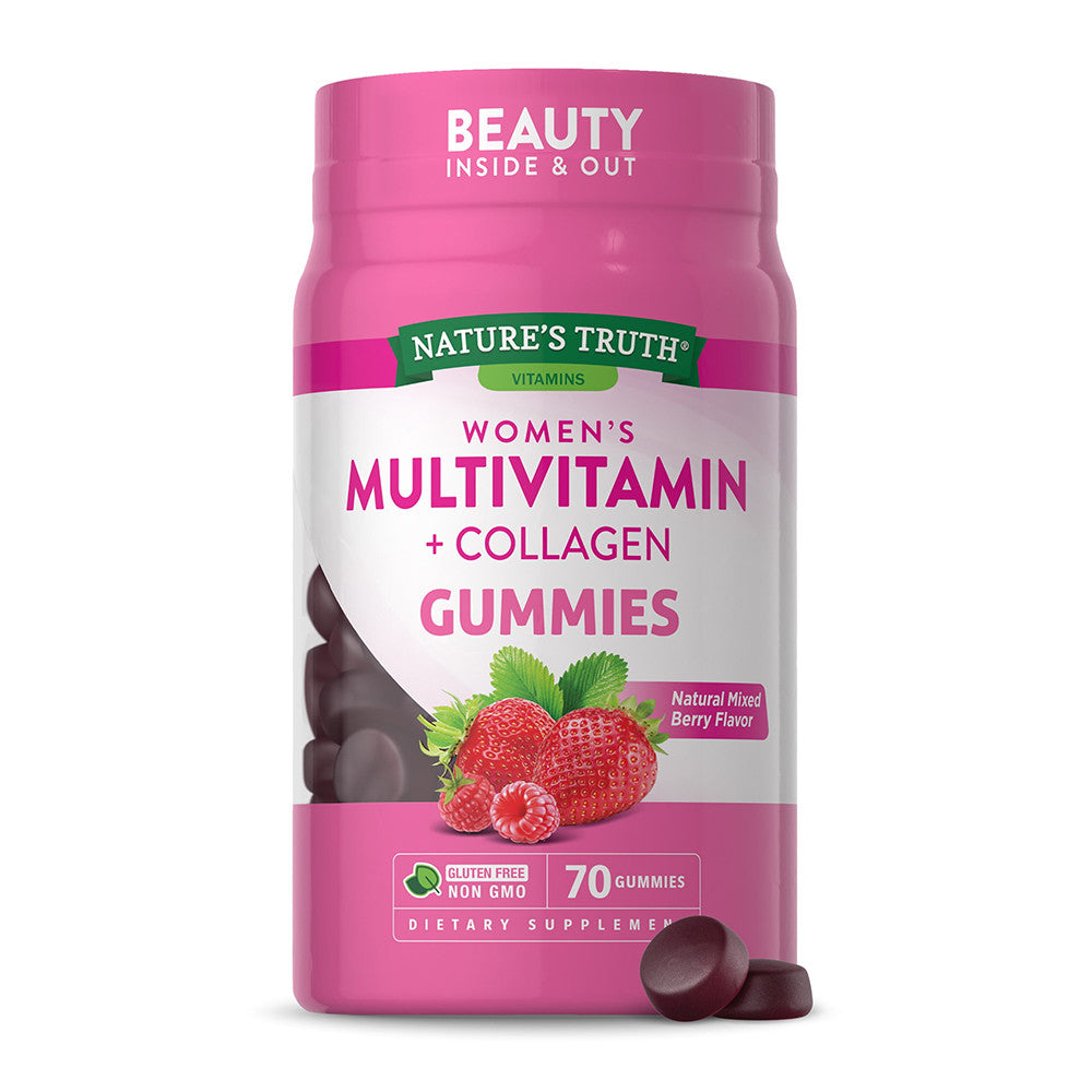Natures Truth Womens Multivitamin With Collagen Gummies, Natural Mixed Berry, 70 Ea
